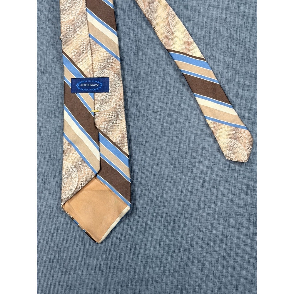 Vintage Sears Tie Medallion Geometric Gold Brown Retro Polyester Classic - Picture 5 of 8